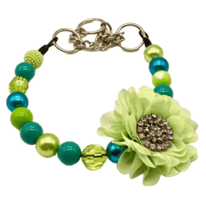 lime and teal beaded dog collar