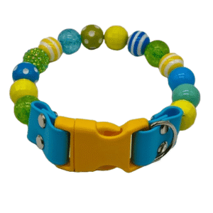 lime blue yellow beaded dog collar