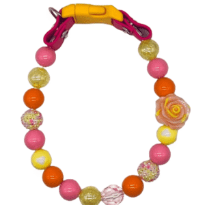 pink yellow orange beaded dog collar
