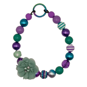 purple and teal beaded dog collar