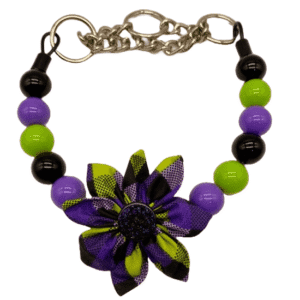 purple green black beaded dog collar