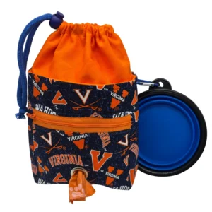 Virginia themed dog treat bag with collapsible bowl