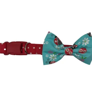 sparkly ladybug bowtie adjustable bougie dog collar