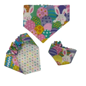 Colorful Easter bandanas and scrunchies with bunny design
