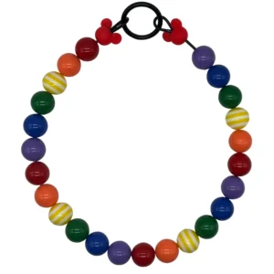 Colorful bead necklace with Mickey Mouse clasp.