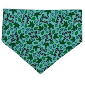 Green bandana with leaves and 'Best Buds' text