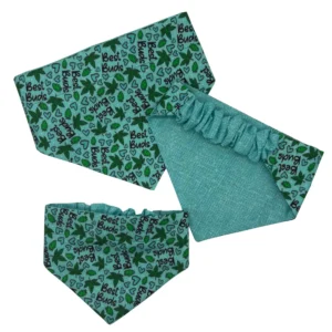 Green bandana set with 'Best Buds' design