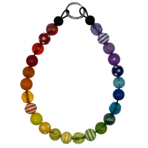 Colorful beaded bracelet with rainbow pattern