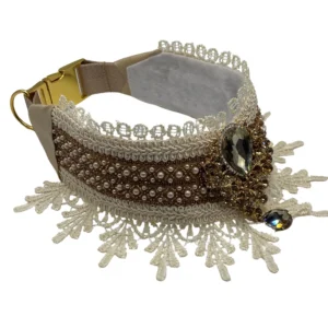 Ornate lace choker with jewels and pearls.