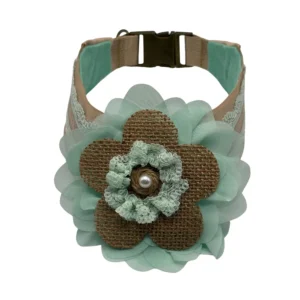 Floral decorative dog collar with lace details.