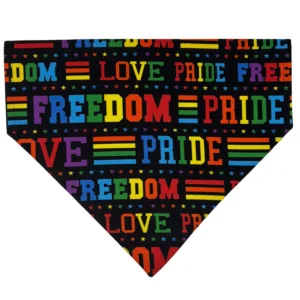 Colorful bandana with words: Love, Pride, Freedom
