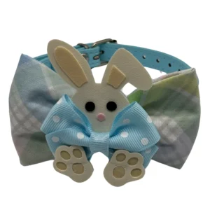 Bunny-themed pet collar with bow and ears.