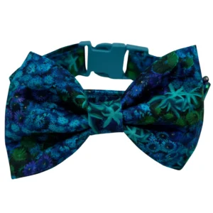 Colorful blue floral bow tie for pets