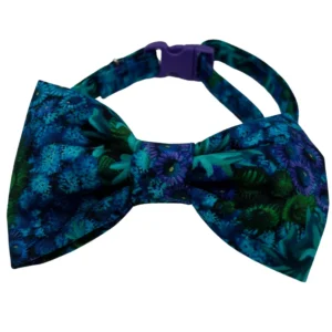 Floral blue bowtie with adjustable strap