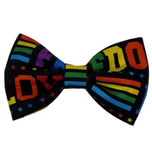 Colorful bow tie with stars and letters