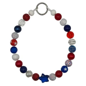 Red, white, blue beaded patriotic bracelet