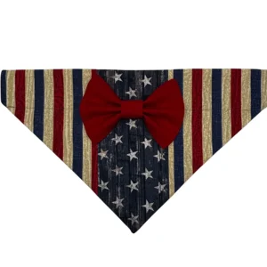 American flag bandana with red bowtie decoration.