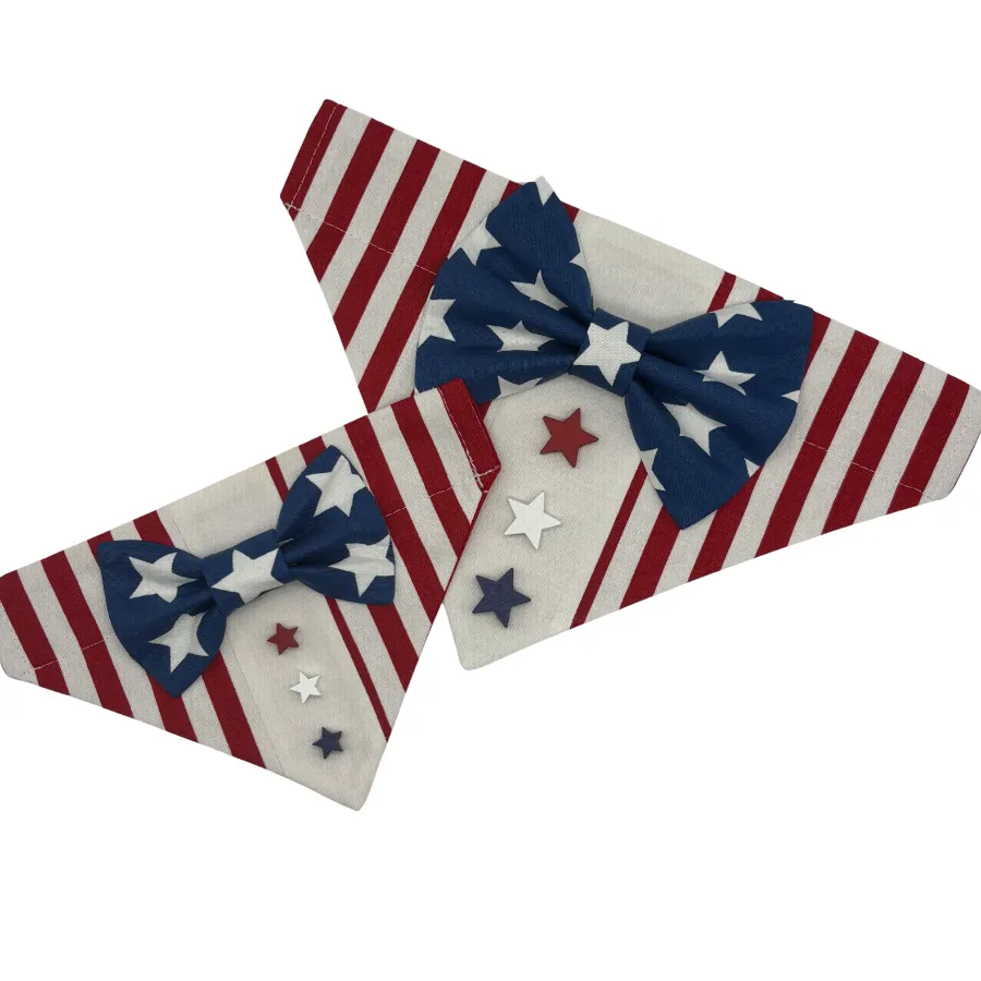 American flag bandanas with star patterns and bowties.