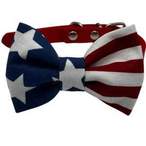 American flag bowtie on red collar