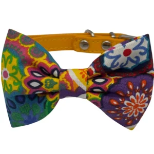 Colorful bow tie on a yellow collar