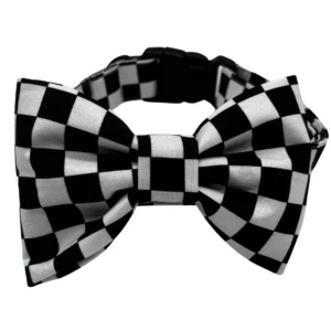 checkerboard chic bowtie bougie dog collar