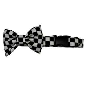 checkerboard chic bowtie bougie dog collar