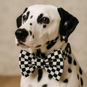 checkerboard chic bowtie bougie dog collar