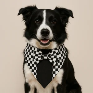 checkerboard chic over the collar tuxedo bandana