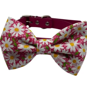 Daisy Darling Pink Bowtie Faux Leather Collar