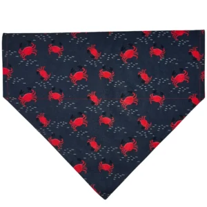 Crab-patterned navy bandana for pets