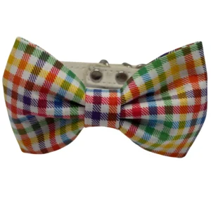 Colorful plaid bow tie with adjustable strap