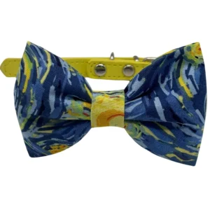 Van Gogh inspired bow tie on yellow collar