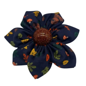 Fabric flower accessory with autumn leaf pattern