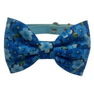 Blue floral bow tie with matching collar.