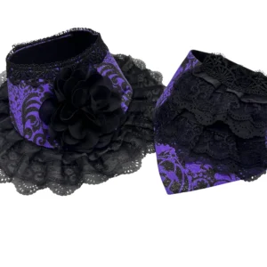 Purple lace chokers with black floral design