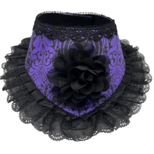 Purple lace corset with black flower accent