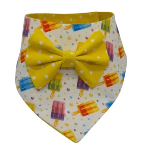 Polka dot bow tie with popsicle pattern background.