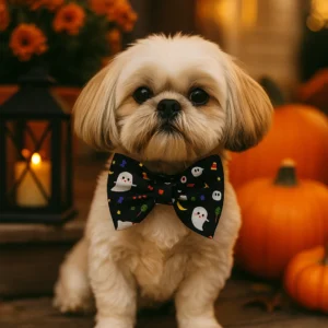 Boo Crew Halloween Bowtie Collar for Little Dogs