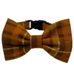 harvest glow adjustable collar for little dogs Orange plaid bow tie with gold accents