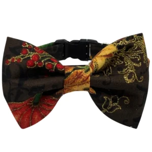 Festive floral bow tie with gold accents