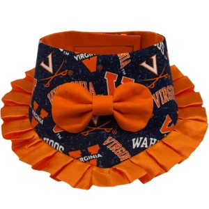 Virginia themed pet bandana with bow and ruffles.