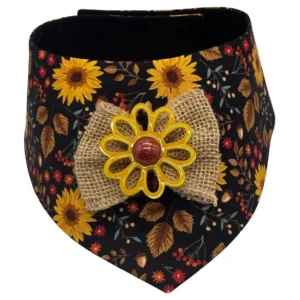 Floral dog bandana with sunflower design