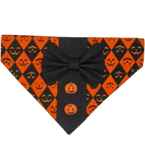 Halloween bandana with pumpkins and bow tie