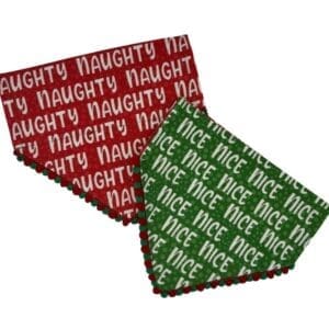 Reversible Naughty or Nice Christmas bandanas