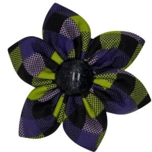 Checkered fabric flower with dark center button