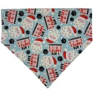 Santa-themed dog bandana with playful design.