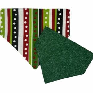 Festive green bandanas with stripes and dots