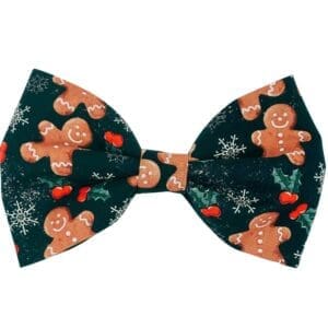 Festive bow tie with gingerbread men pattern