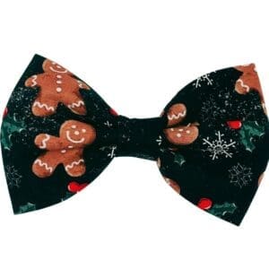 Festive gingerbread pattern bow tie for Christmas fashion.