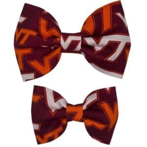 Maroon and orange VT logo hair bows